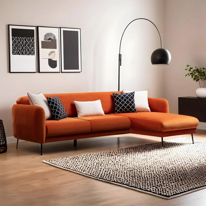 Atelier Del Sofa Sevilla Corner Right (L3+Chl) Sofá-Cama Esquinero Naranja 270 x 170 cm